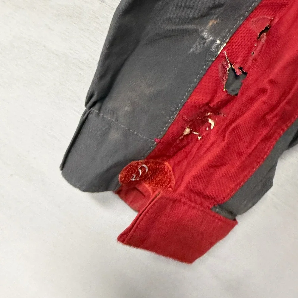 The North Face HyVent Hooded Rain Jacket Red Gray Mens‎ Large Colorblock Parka